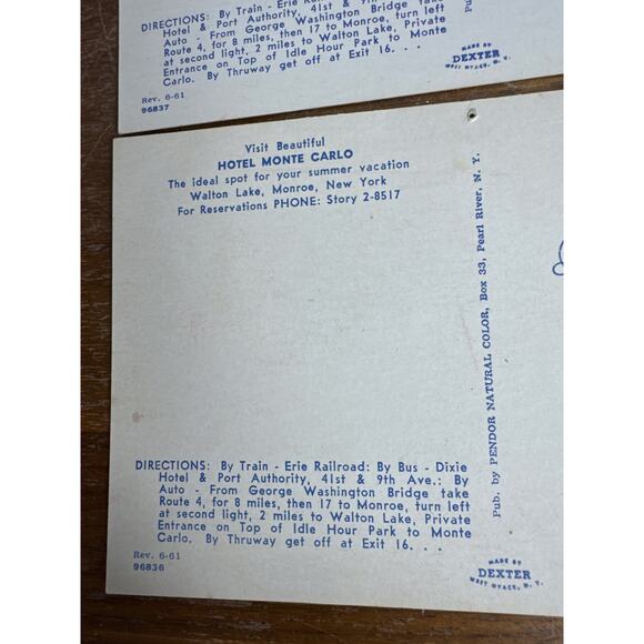 Vintage Hotel Monte Carlo Postcard Lot Walton Lake Monroe New York Dexter Photo - Picture 4 of 8